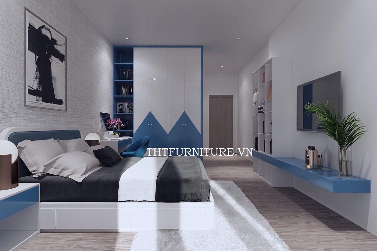 Giường ngủ gỗ Sồi hiện đại phong cách châu Âu