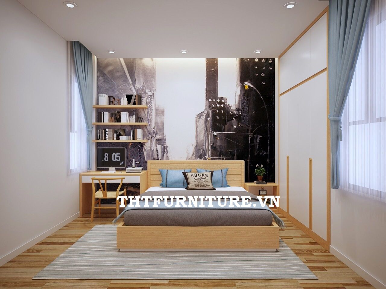 Giường gỗ đẹp hiện đại tối giản