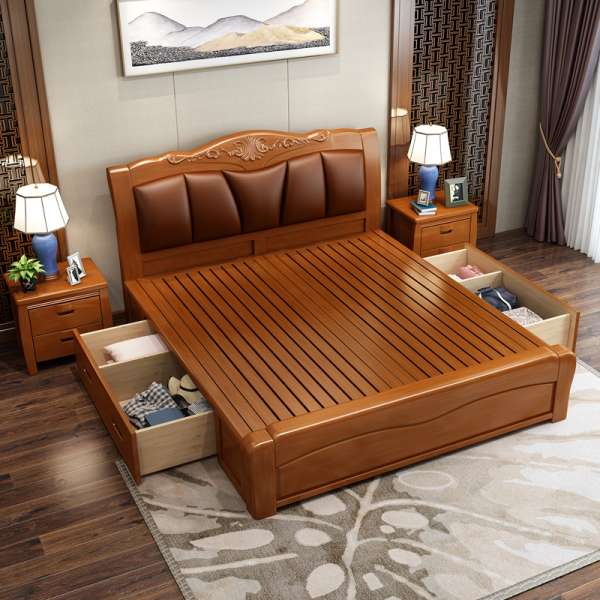 Giường gỗ cao cấp bọc nệm da đầu giường