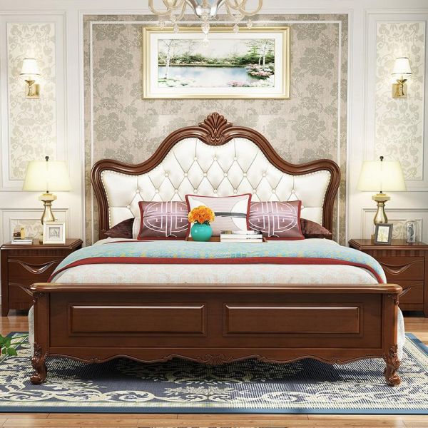 Giường ngủ gỗ đẹp phong cách tây Á