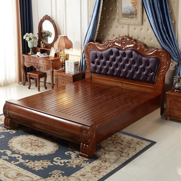 Giường ngủ gỗ kiểu dáng Á châu cổ điển