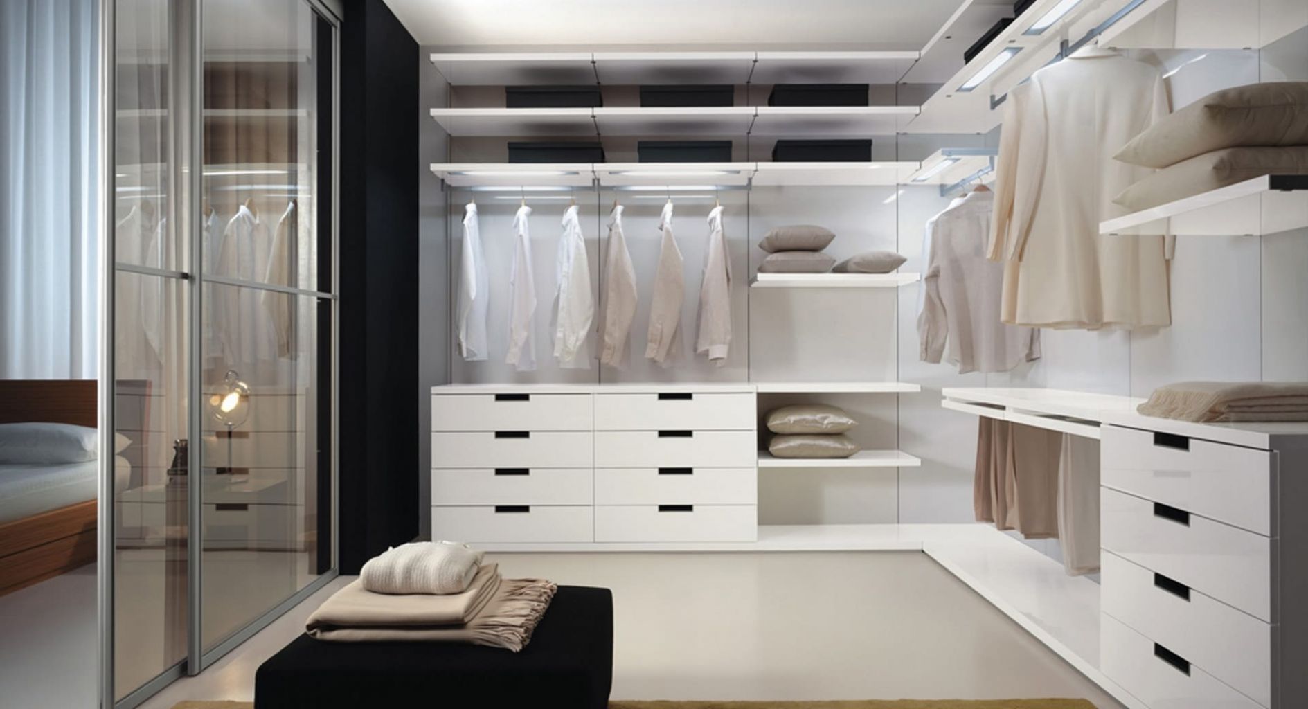 Hệ thống tủ áo sơn trắng kiểu Pháp sang trọng