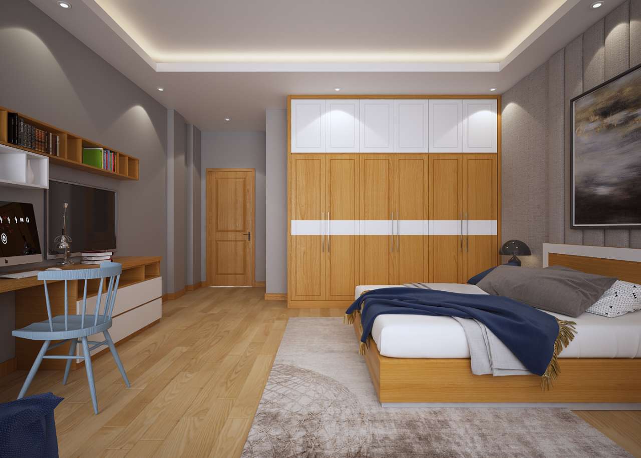 Nội thất phòng ngủ hiện đại gỗ Sồi