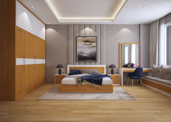 Nội thất phòng ngủ hiện đại gỗ Sồi