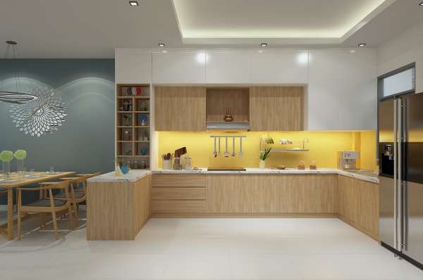 Tủ bếp hiện đại Laminate dành cho căn hộ cao cấp