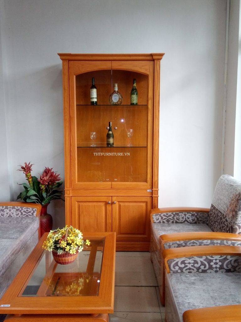 Tủ Rượu gỗ Sồi phong cách tân cổ điển